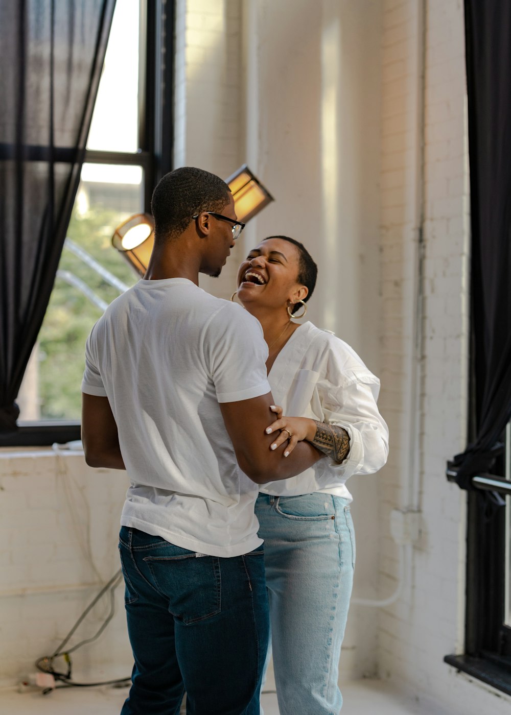 a man and woman kissing