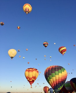 a group of hot air balloons in the sky