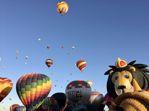 a group of hot air balloons in the sky
