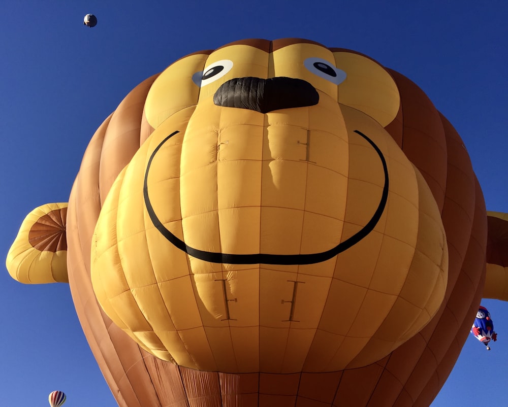 a large yellow hot air balloon