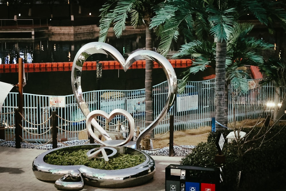 a water fountain in a park