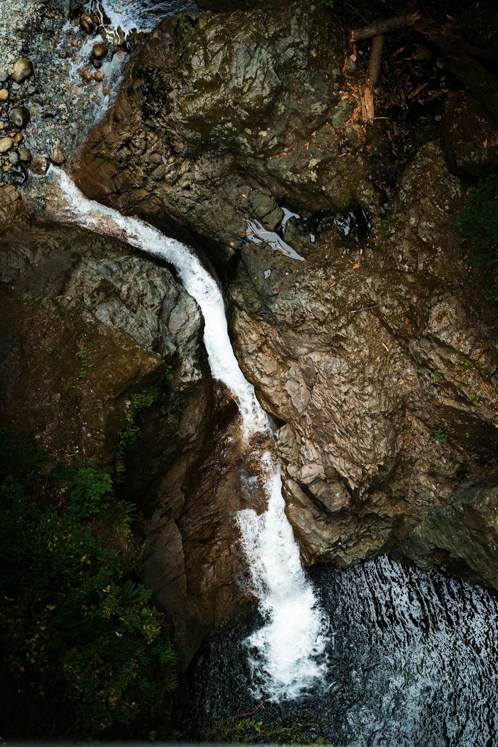 a waterfall in a rocky area