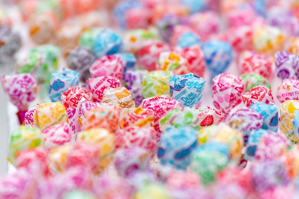a pile of colorful candies