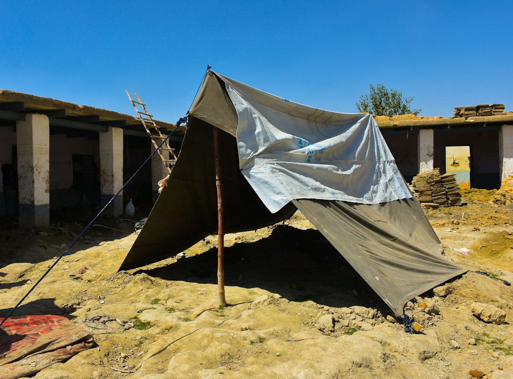 a tent in the sand