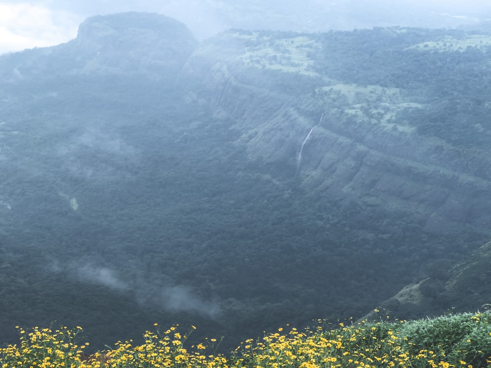 Ein Berg mit einem Tal darunter