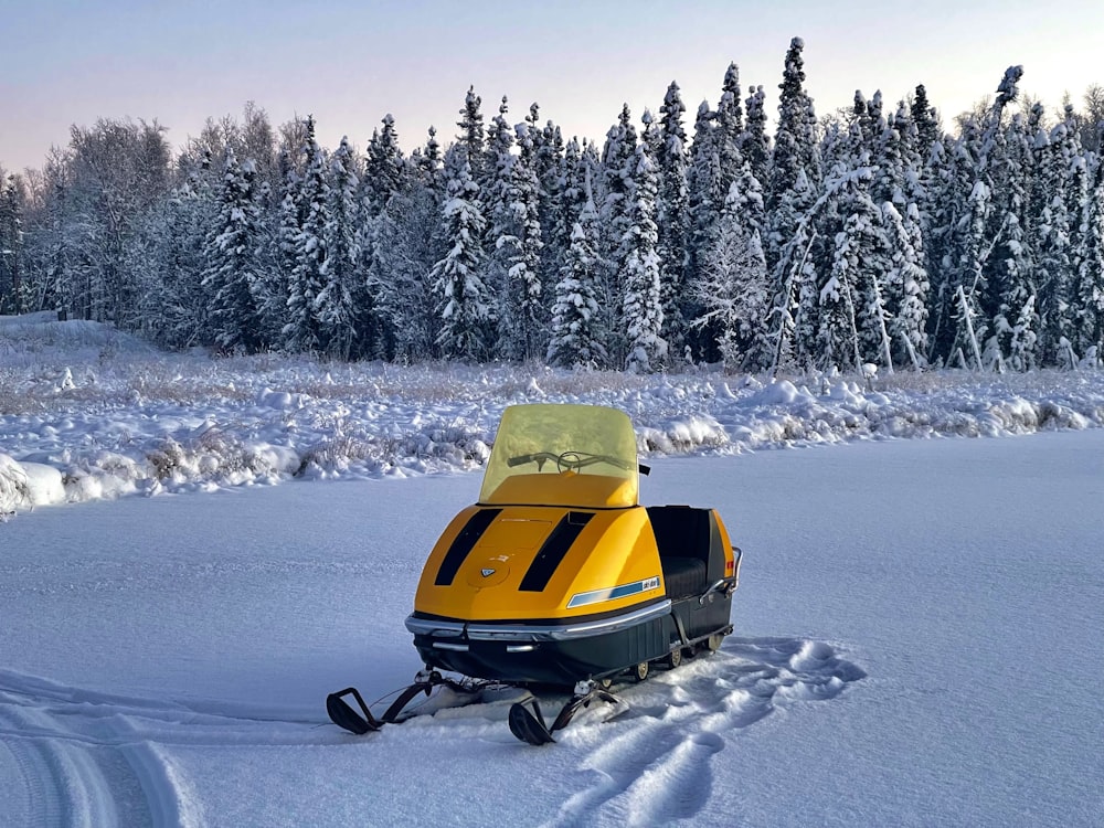 a snow blower on a snowy road