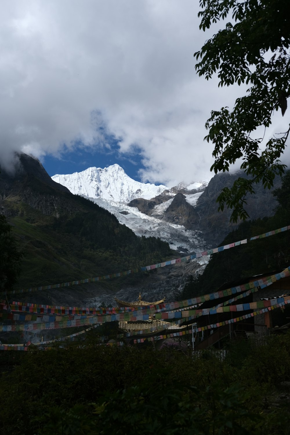 a city in front of a mountain