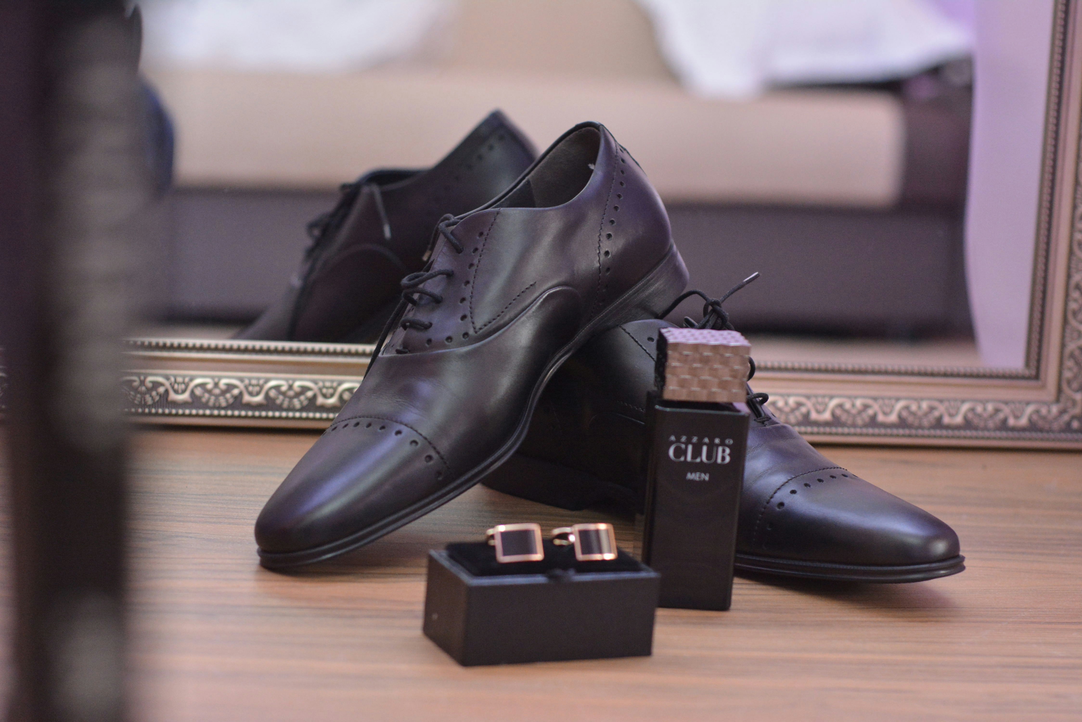 a pair of black shoes