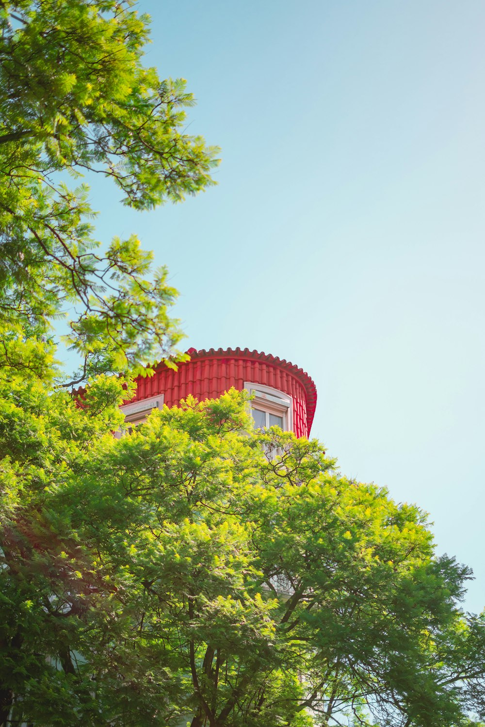 a building with a red roof