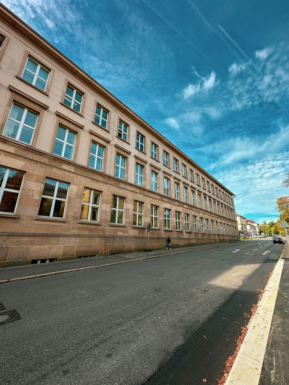 a street with a building along it