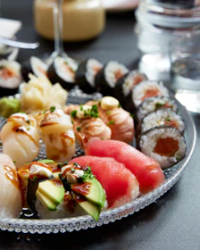 a plate of sushi