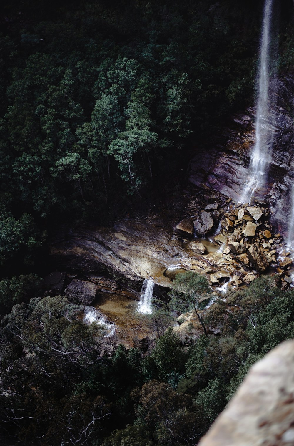 a waterfall in a forest