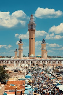 a large building with towers