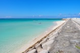 a beach with a body of water