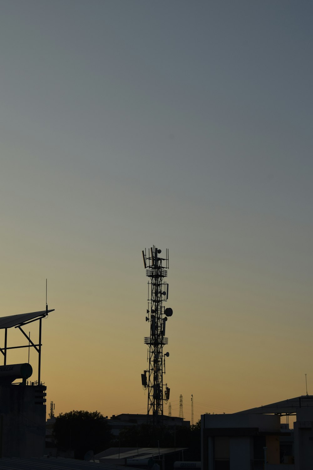 a large tower in the distance