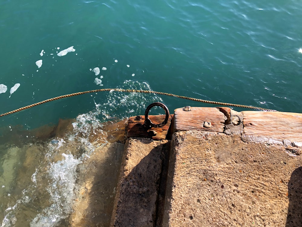 a rope on a rock