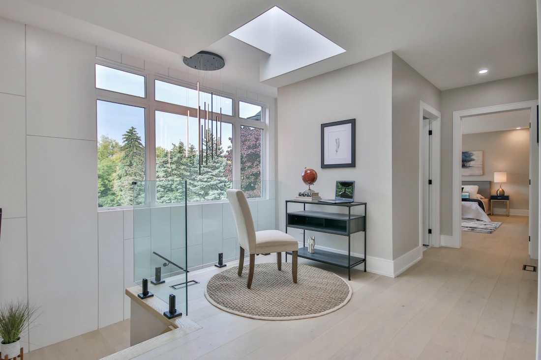 An illustrative furnished living space with natural light