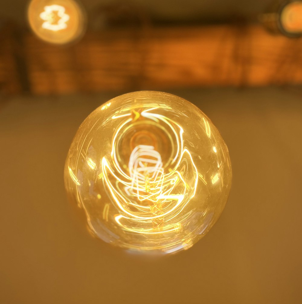 a light bulb on a table