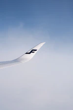 Close-up of sleek aviation merchandise displayed against a clear blue sky.