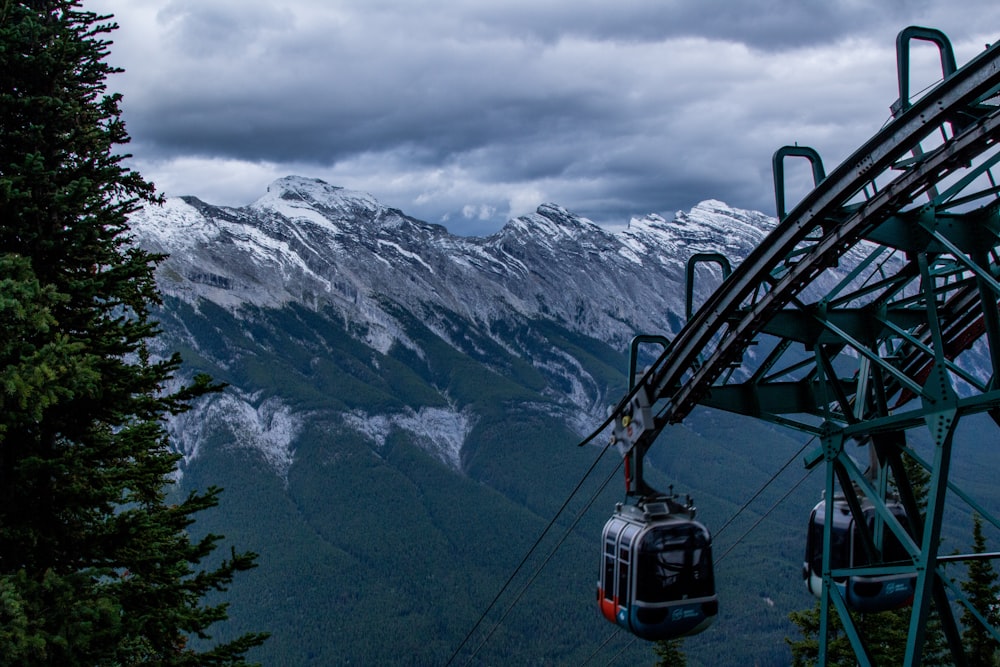 a cable car going up a mountain