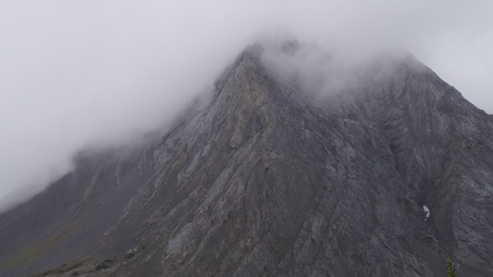 a mountain with fog