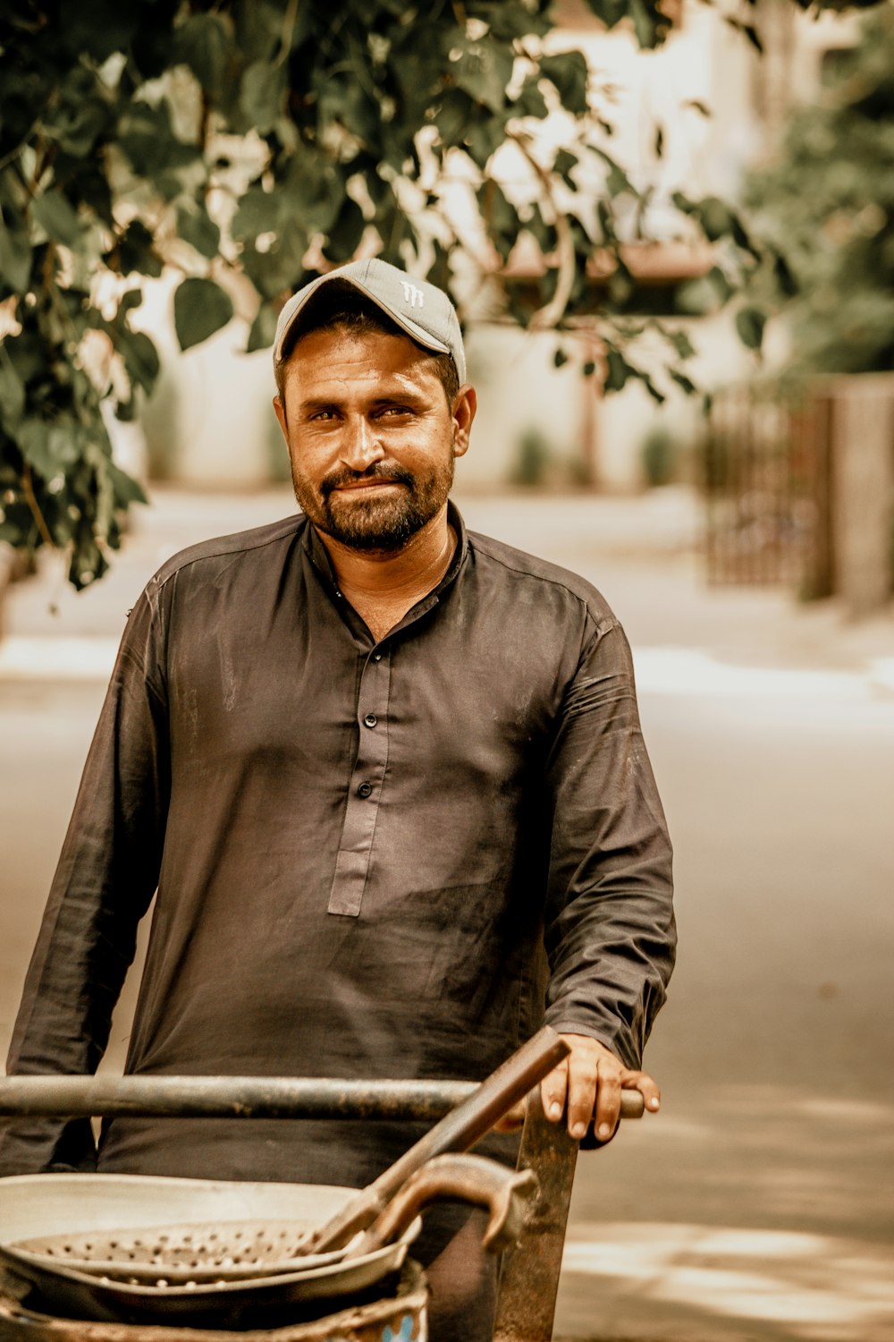 a man holding a stick