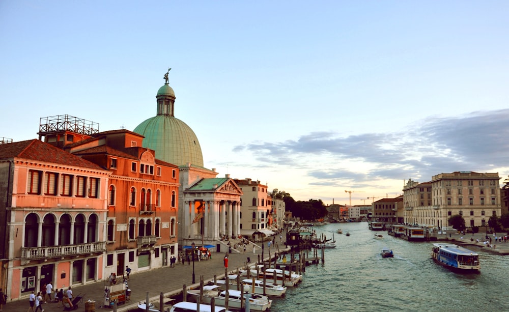 a body of water with buildings along it