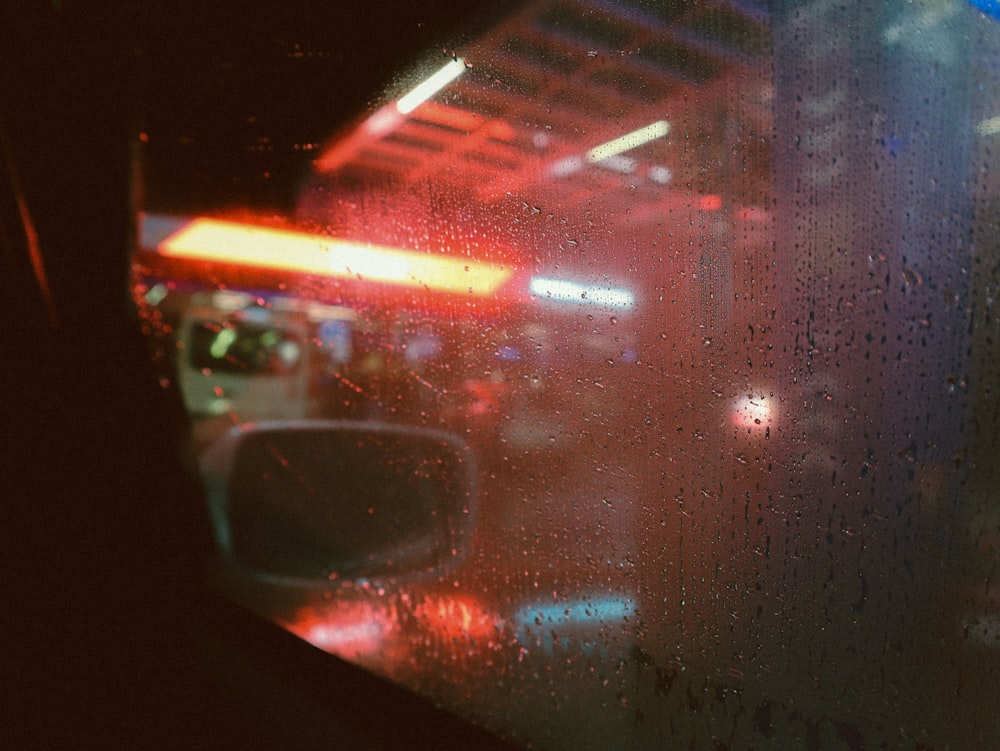 condensation on a window neon lights