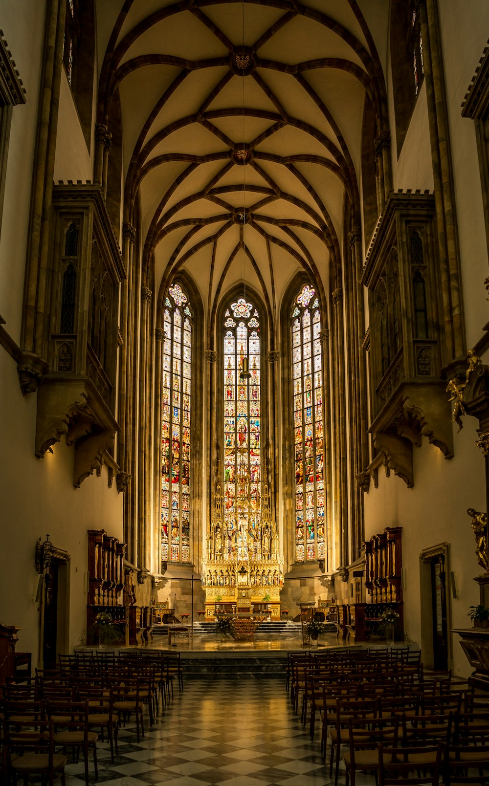 a large cathedral with stained glass windows