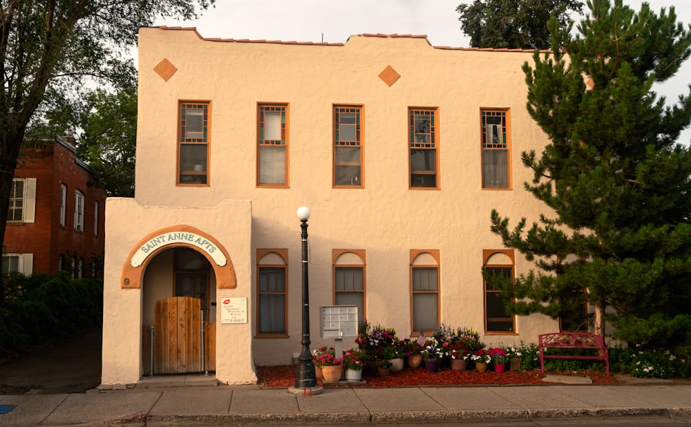 a building with a sign on the front