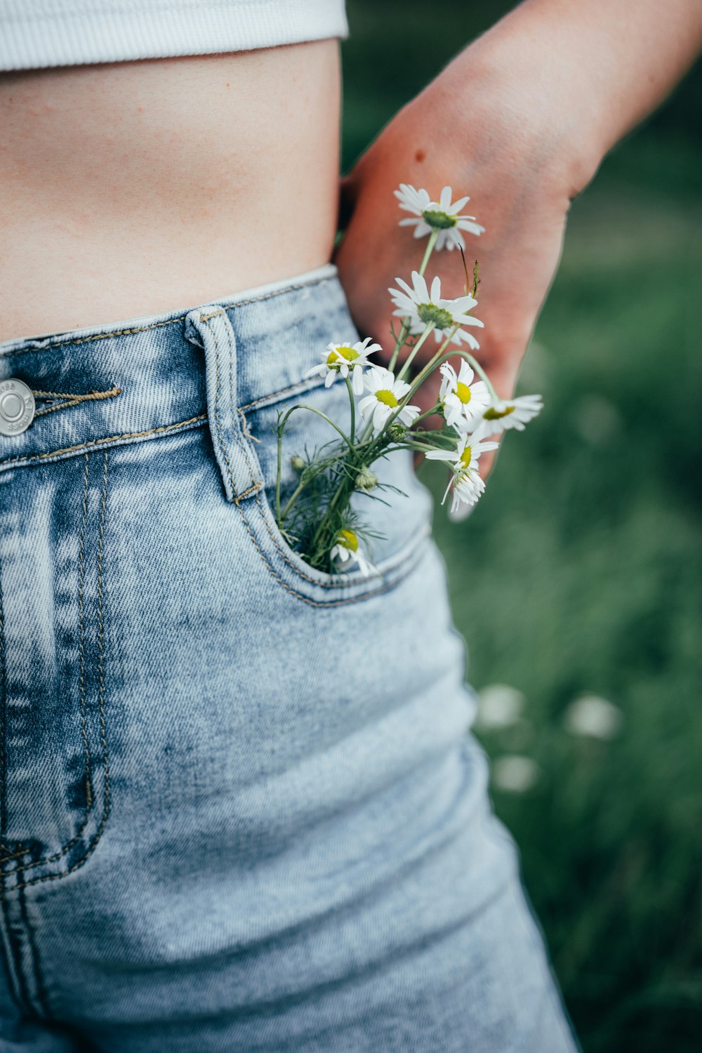 a person holding flowers