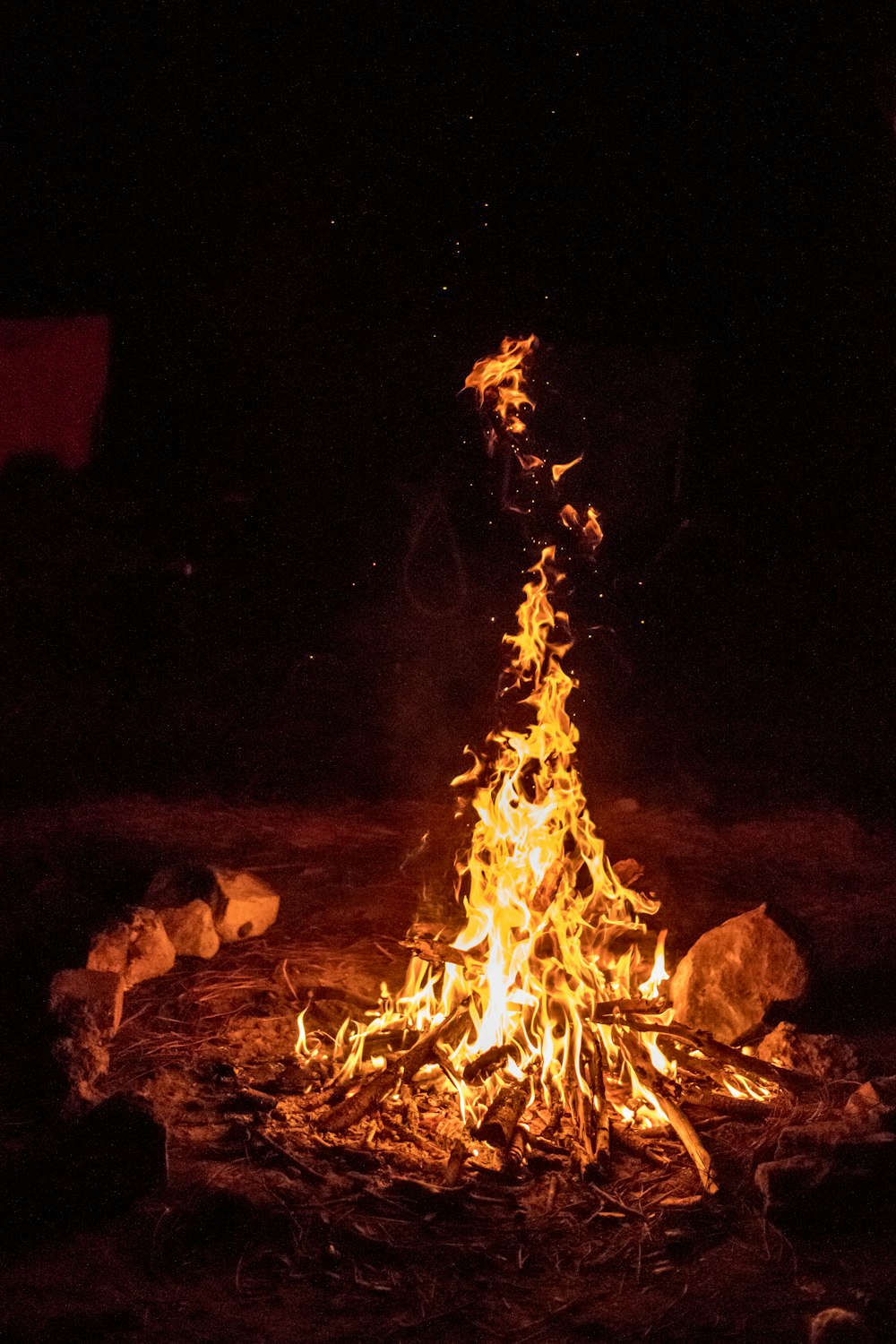 a campfire at night