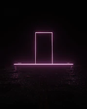 Futuristic neon-lit gateway symbolizing connection to adult entertainment sites.