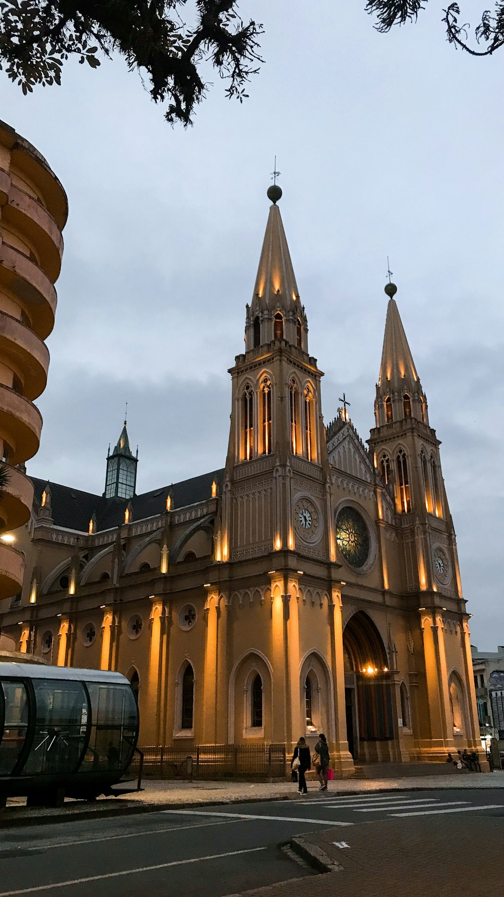 a large building with towers