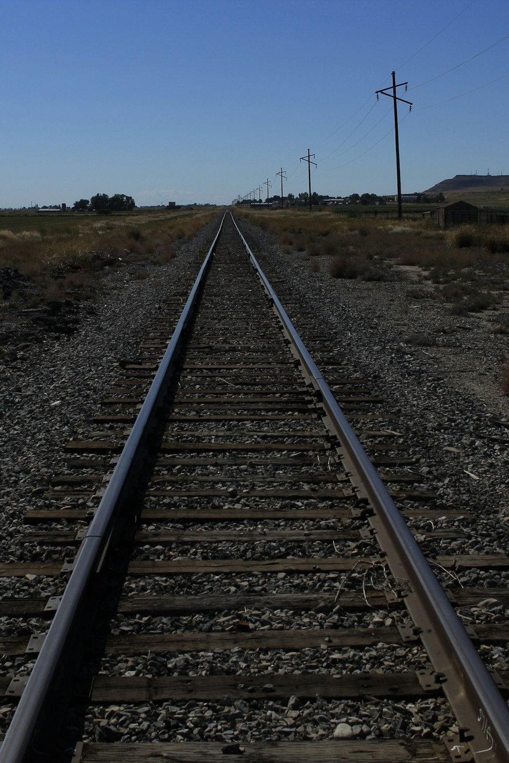 train tracks in a field