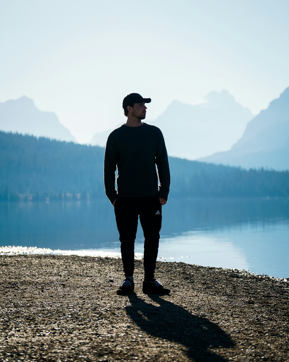 a man standing on a beach