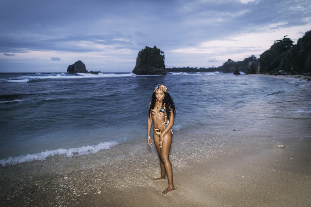 a person in a garment on a beach