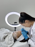 Close-up of advanced skincare treatments being applied.