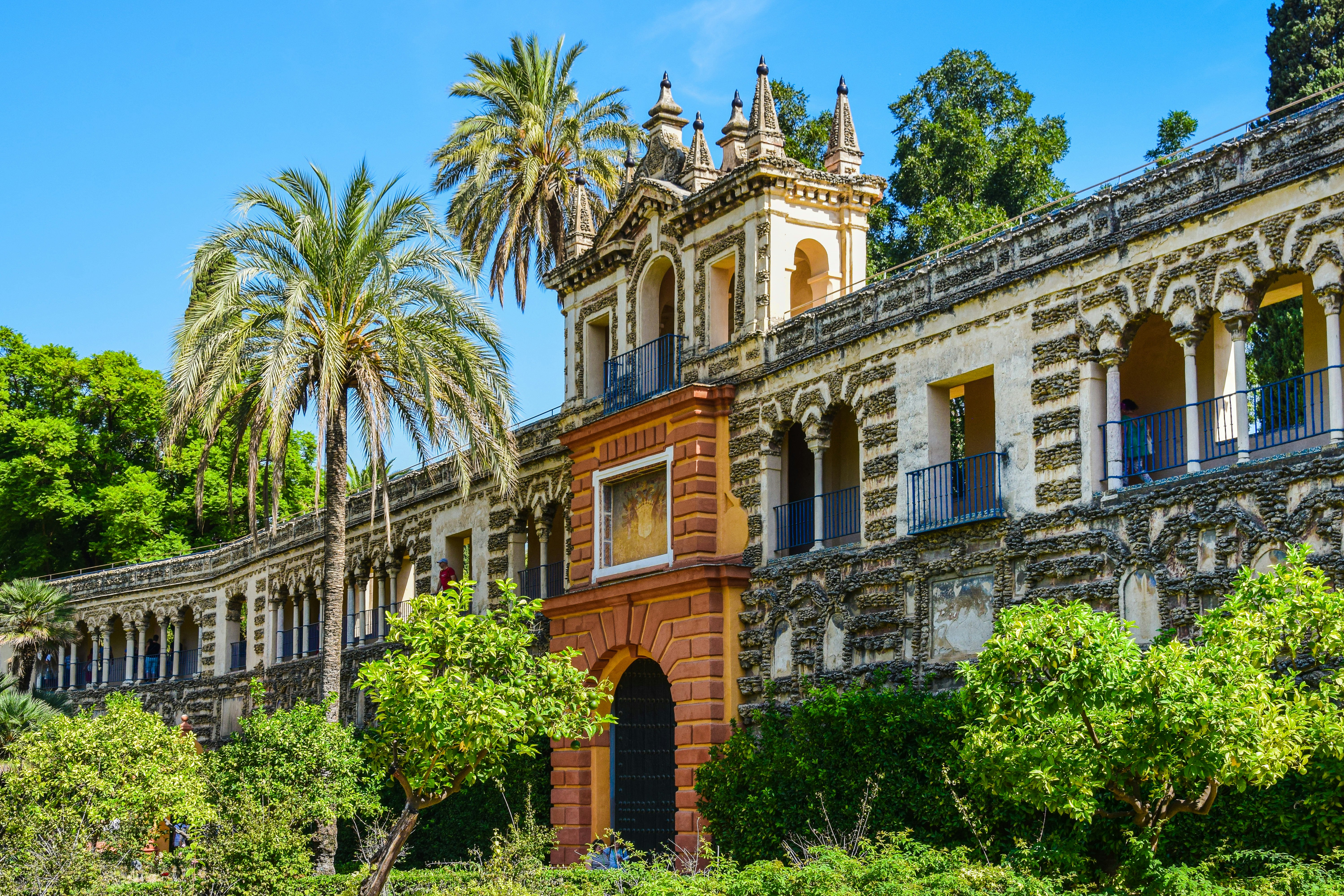 a large building with trees around it