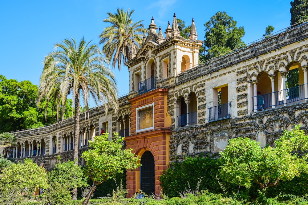 a large building with trees around it