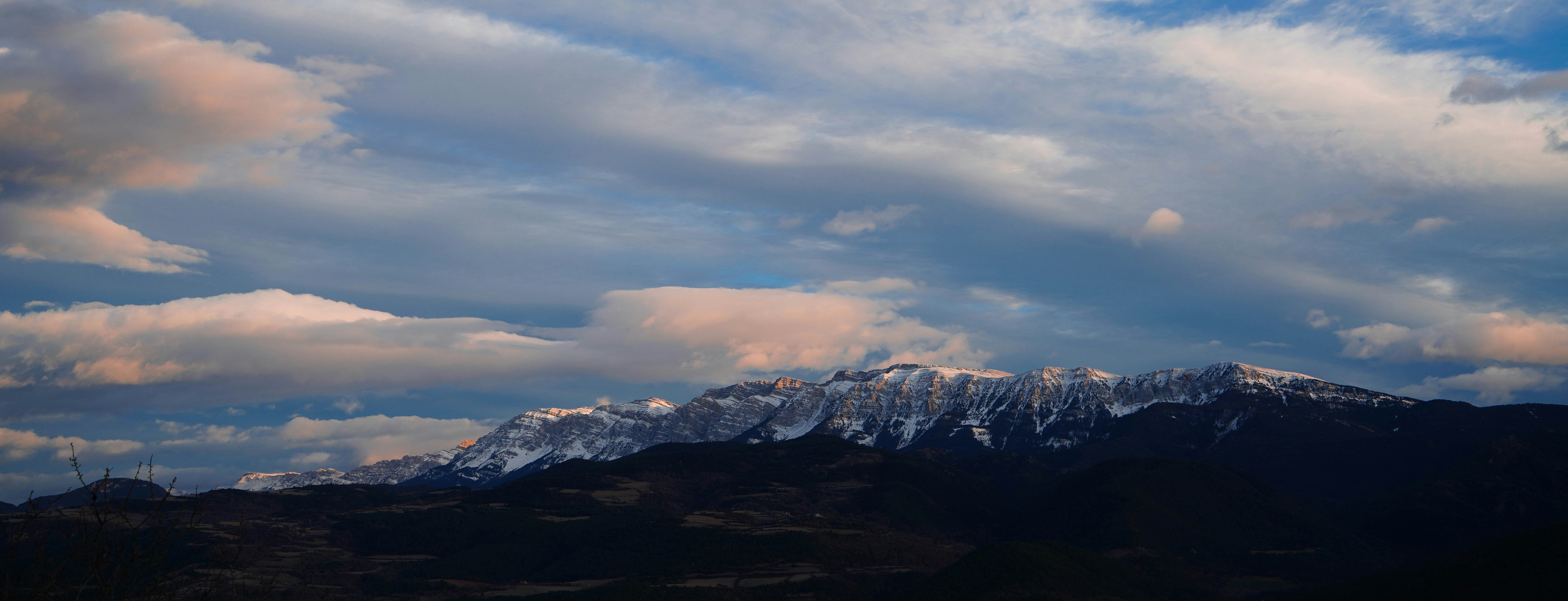 Snowy mountain range in the Pyrenees near Andorra