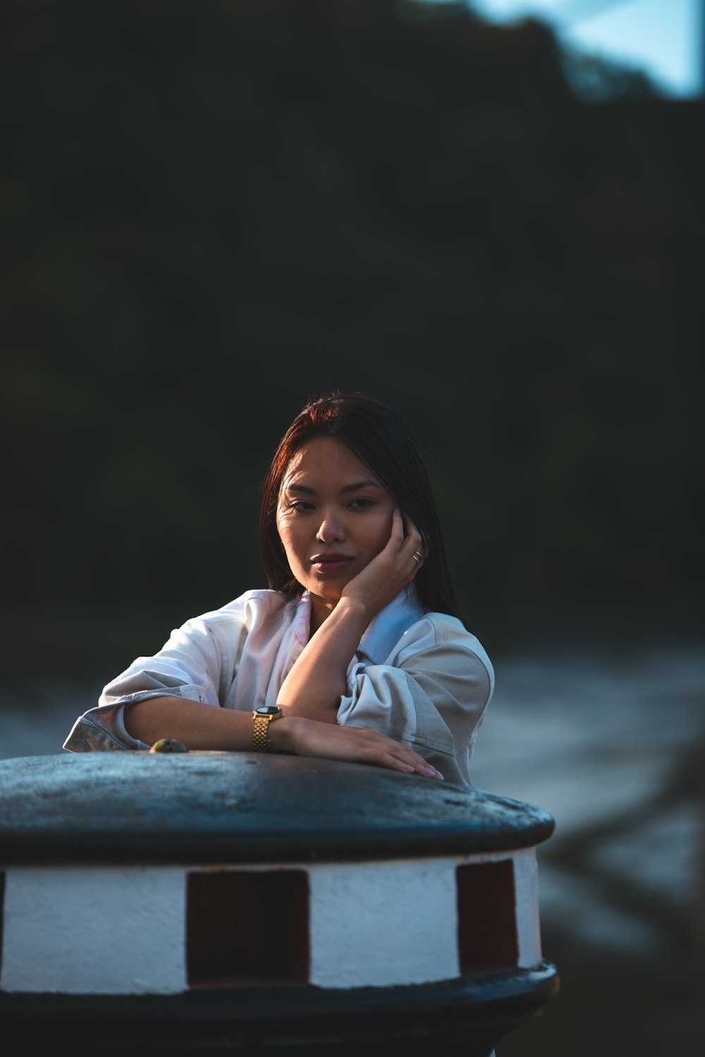 a woman sitting at a table