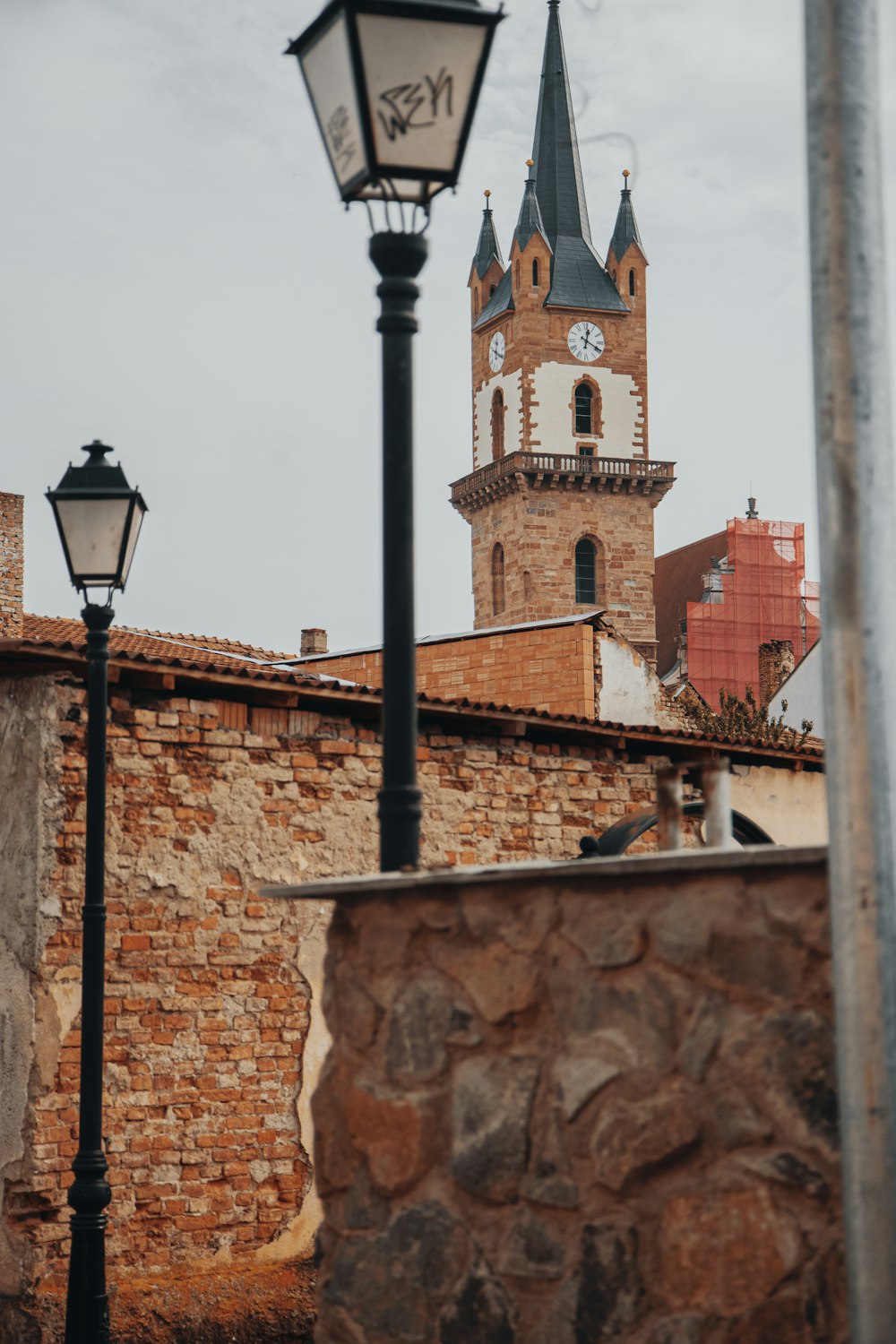 a clock tower on a brick building