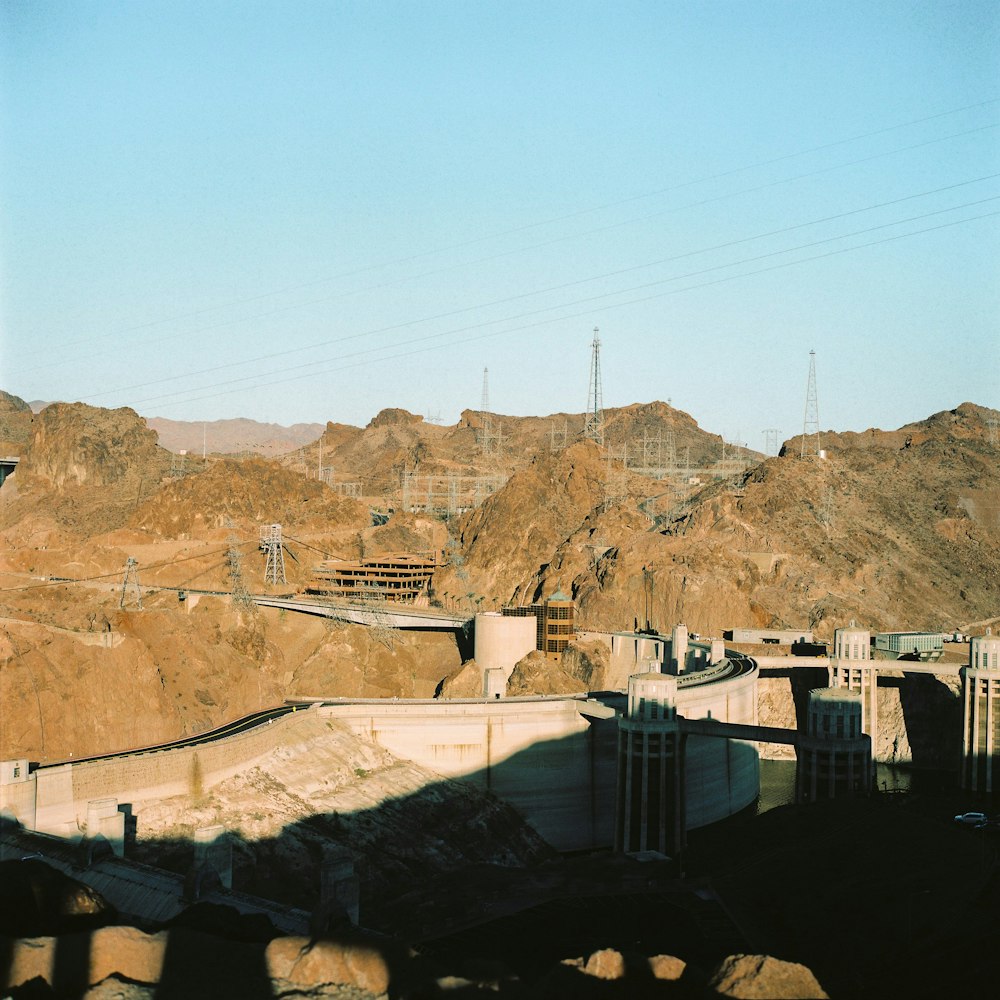 a large dam in a mountainous area