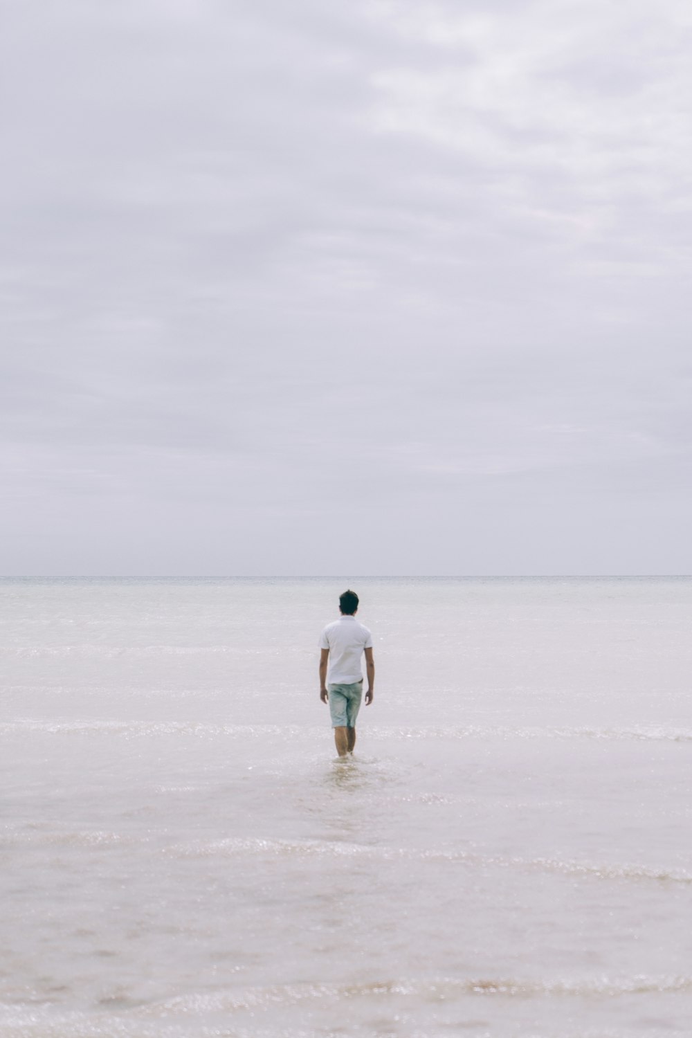 a man walking in the water
