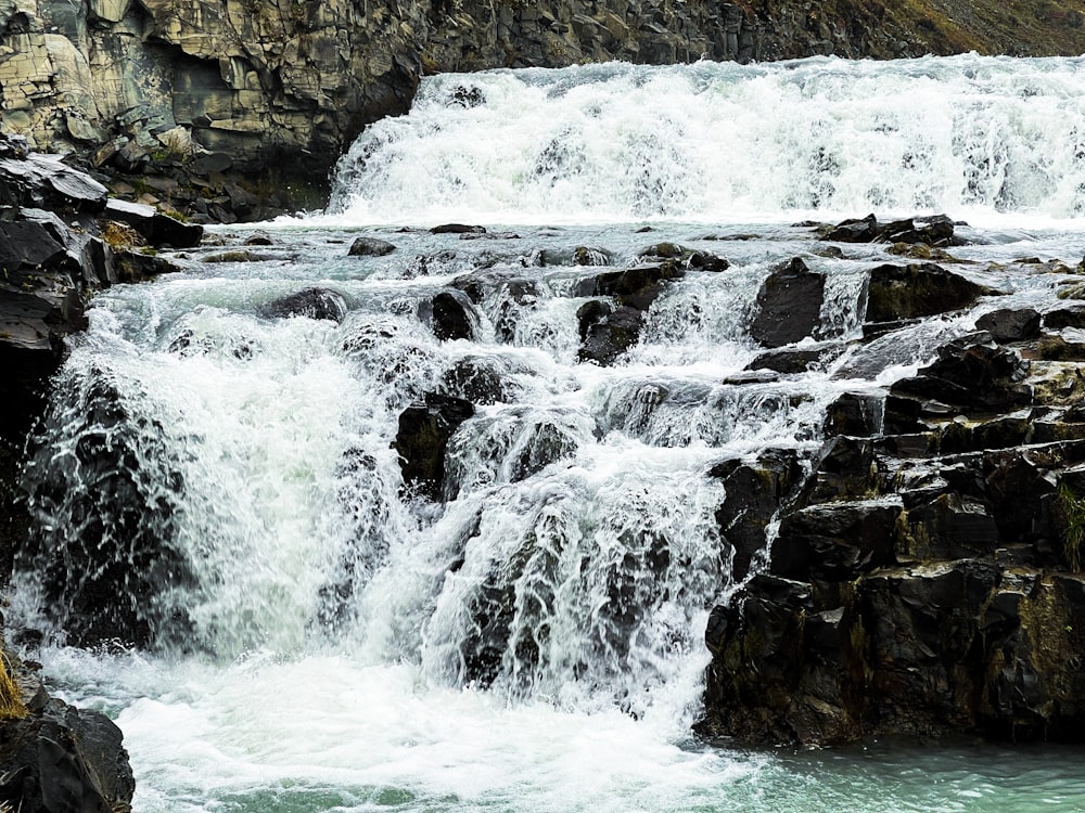 a waterfall over rocks