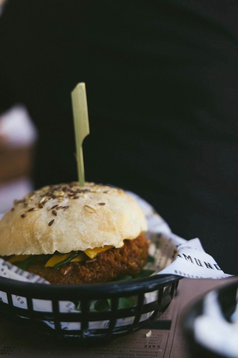 a burger with a candle