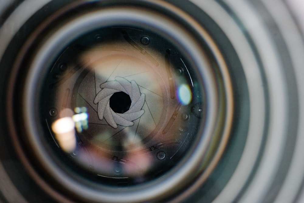 a close up of a camera lens