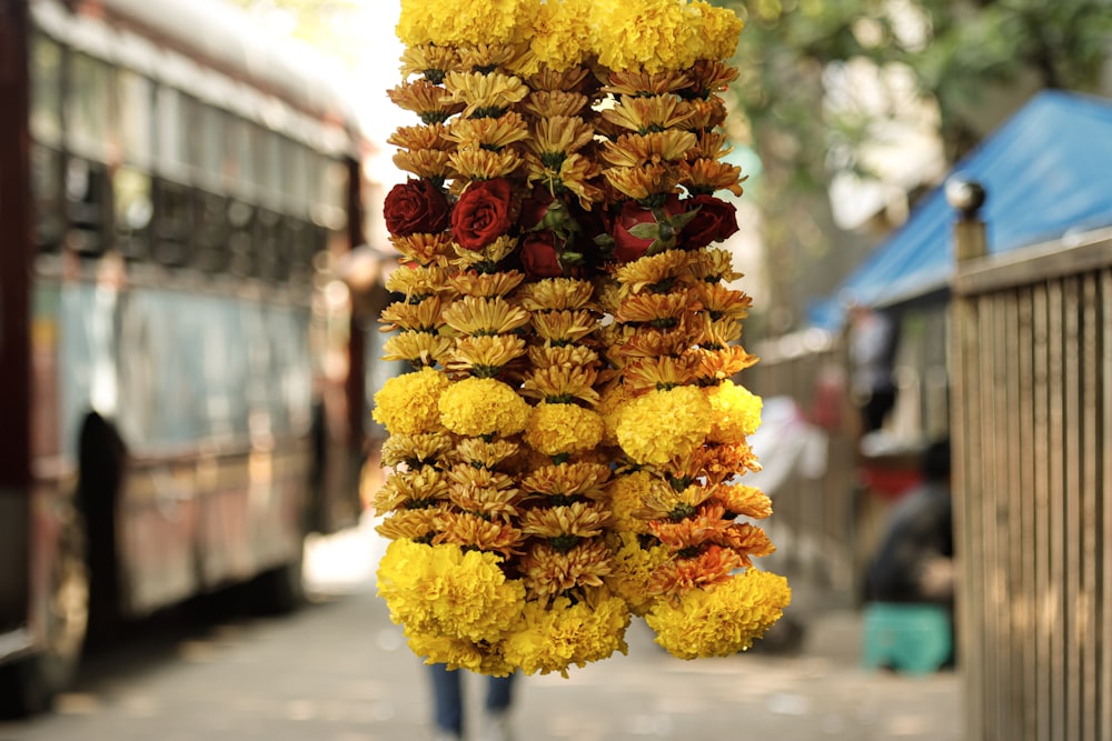 a pineapple on a street