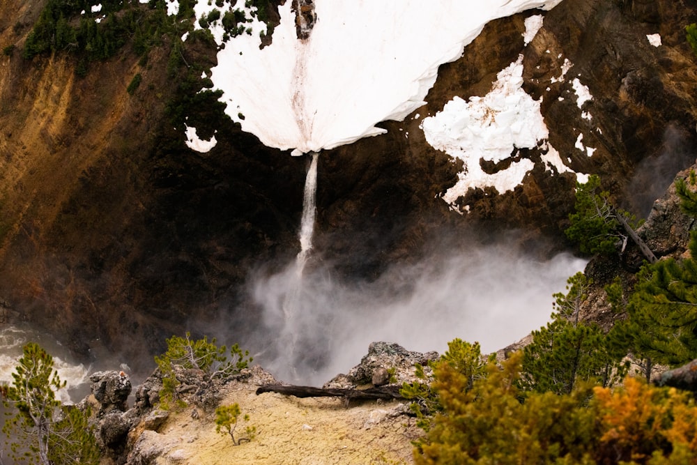 a waterfall in a rocky area